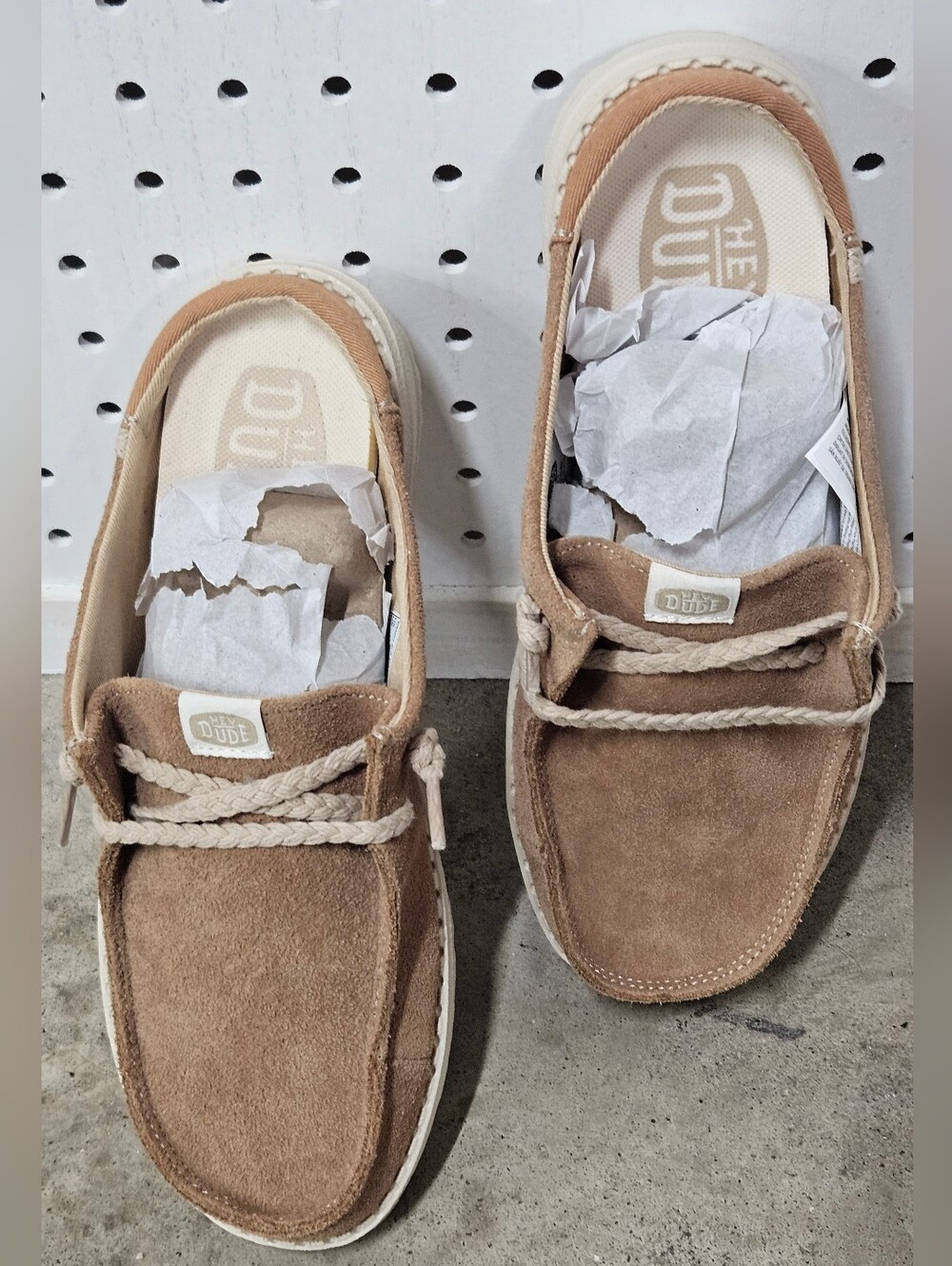 Hey Dude Women's Tan Suede Wally Slip-On Loafers